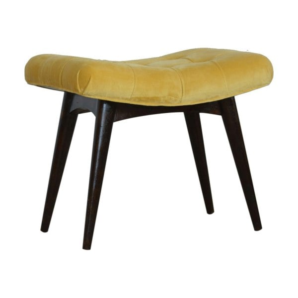 Artisan Furniture Mustard Cotton Velvet Curved Bench