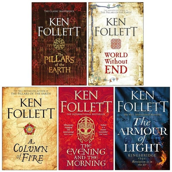 Ken Follett Kingsbridge 5 Books Collection–Pillars of the Earth, World Without End, A Column of Fire, The Evening and the Morning, The Armor of Light