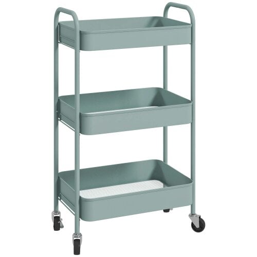 Wyld Haus Ravito Fari Metal Light Blue 3 Tier Steel Storage Trolley