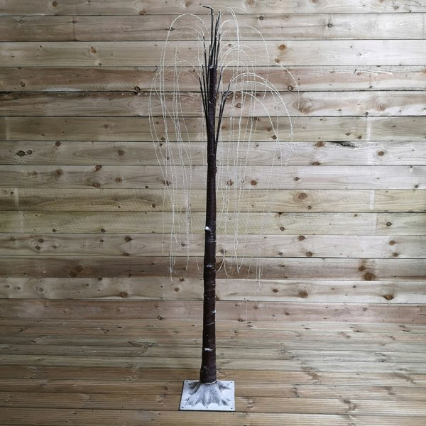 Samuel Alexander 180cm Brown Flocked Willow Tree 600 LED Warm White Garden Christmas Decoration