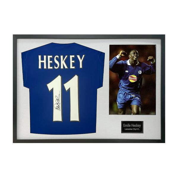 Emile Heskey Signed Leicester City Shirt Classic Frame