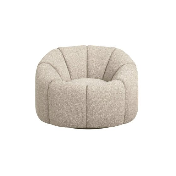 Wyld Haus Juniper Retro Upholstered Cream Boucle Swivel Armchair