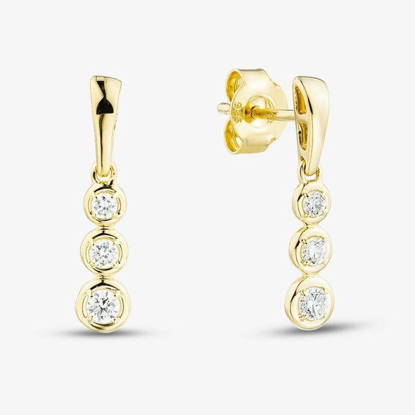 T. H. Baker Gold Plated 0.25ct Lab Grown Diamond Triple Drop Earrings LGE46753-25