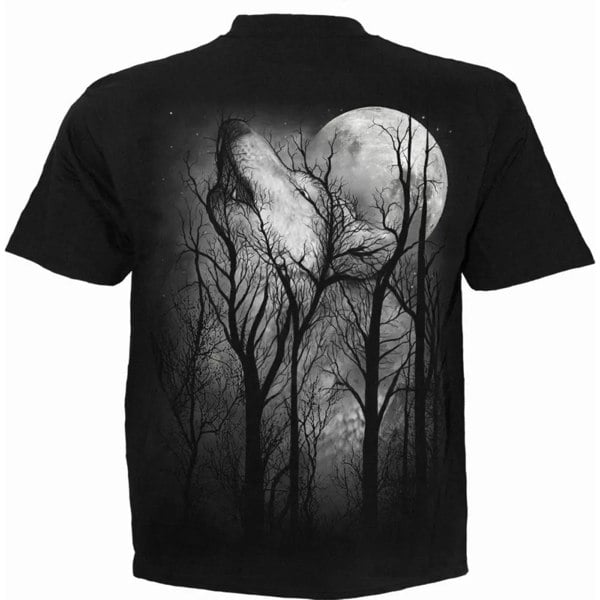 Spiral Direct Unisex Adult Forest Wolf T-Shirt - Black