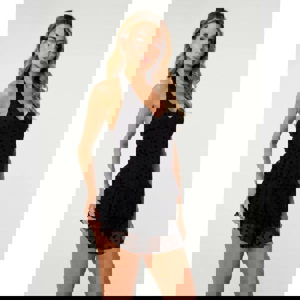 Pink Vanilla Polka Dot Flock Halter Neck Dress With Shorts