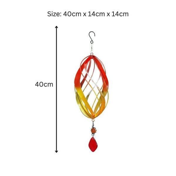 EDH Door Hardware Flame Red Metal Hanging Spinner – 40cm x 14cm | Wind-Powered Kinetic Garden Ornament | Outdoor Hanging Wind Spinner