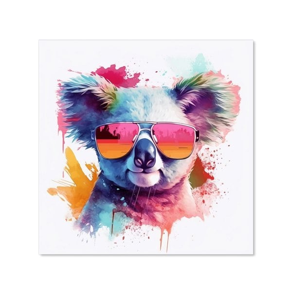 Warren Reed - Designer Colourful Splashart Koala In Glasses Kitchen Splashback