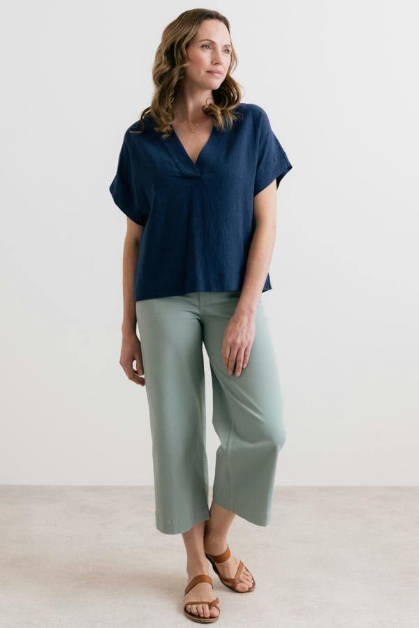 Lily & Me Isla Stretch Twill Crop Trousers Silver Sage