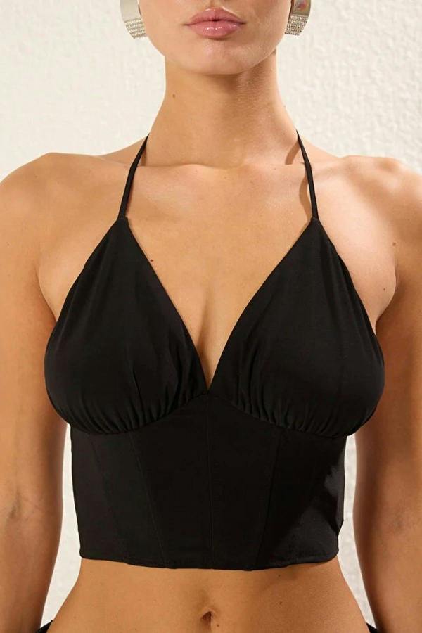 WOVCOR V-Neck Woven Bustier