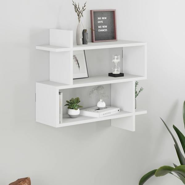Decortie Paralel Wall Mounted Modern Bookcase Display Unit 2-Tier Sleek Design 70x22x66 cm