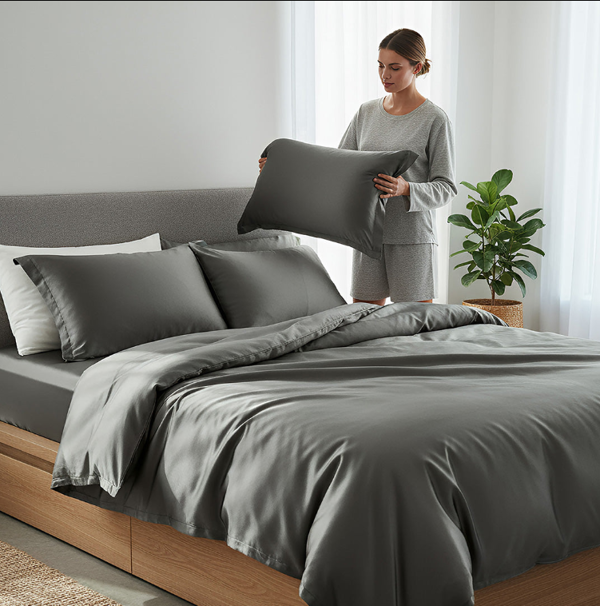 Anycozy Bed Sheet Black Natural Mulberry Silk Duvet Cover Set