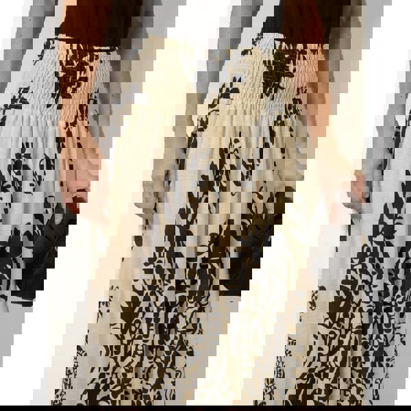 Blue Vanilla Extra Wide Leg Trousers With Paisley Floral Block Print