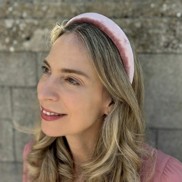 Pink Crushed Velvet Hairband, Pink Velvet Headband, Pink Padded Headband, Velvet Headband , Pink Headband