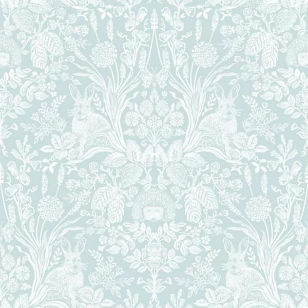 World Of Wallpaper Harlen Woodland Damask Wallpaper - Duck Egg Blue - 