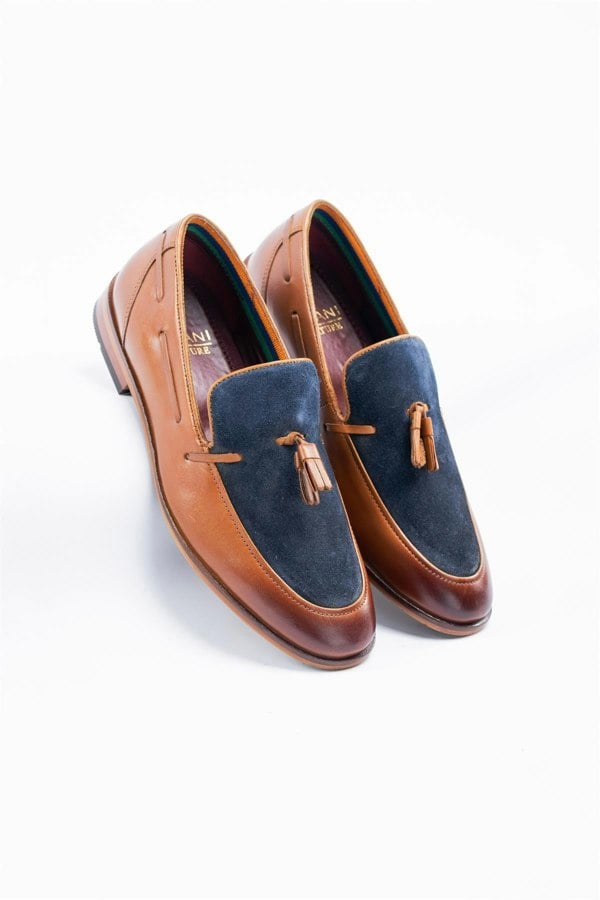 Freemont tan/navy loafers front