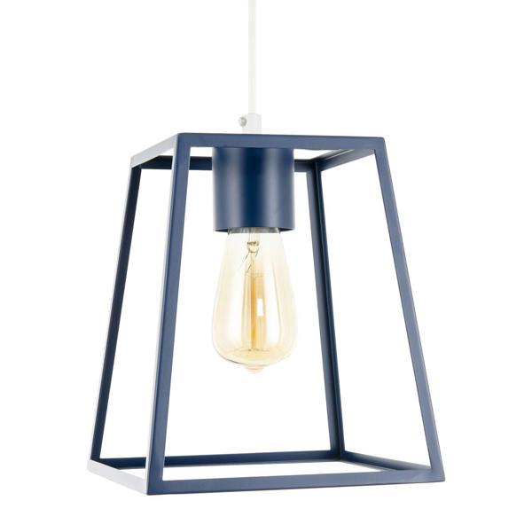 Industrial Lantern Lamp Shade in Navy Blue with Square Top and Bottom Image 1