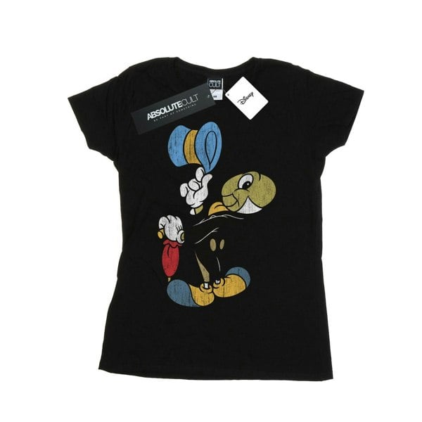Disney Womens/Ladies Pinocchio Jiminy Cricket Cotton T-Shirt - Black