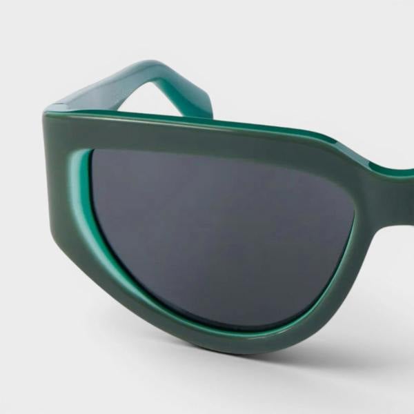 Off-White Logo Print Sunglasses Dark Green Black