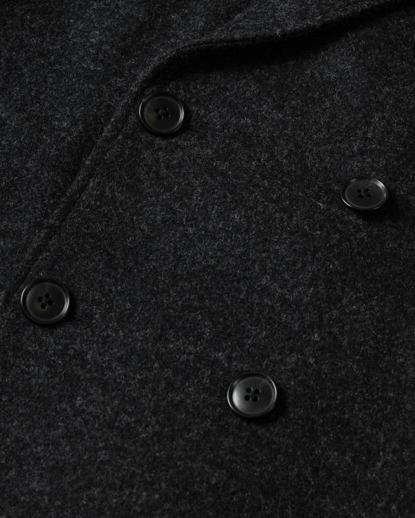 Steel & Jelly Camberwell - Black Wool Mix Double-Breasted Peacoat