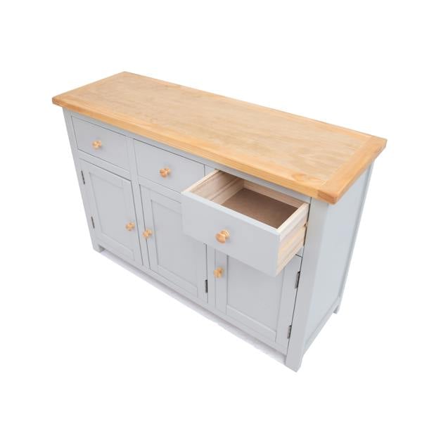 Cabinet Bits Argenta Light Grey 3 Drawer 3 Door Sideboard Wood Knob