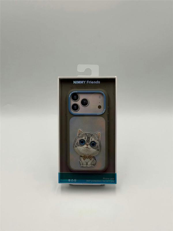 Nimmy Friends Nimmy Big Eye Cute Pet Silver Shaded Cat Case with MagSafe for iPhone Pro 6.3" Grey Blue - N-XDY-IP17-PRO-023