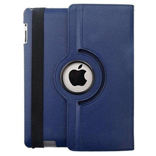 Clearance Sales!360 Degrees Rotating Stand (Dark blue) Leather Case for Apple iPad 2 /3 /4 Generation