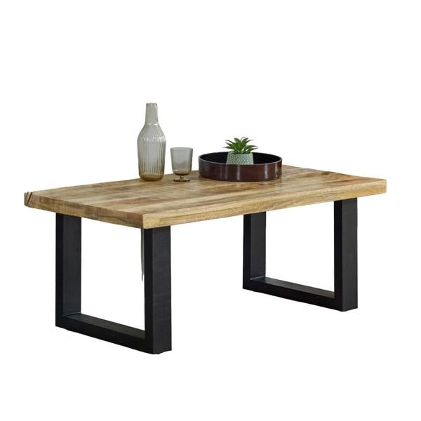 Wyld Haus London Natural Mango Wood Coffee Table with 1 Top and Metal Legs