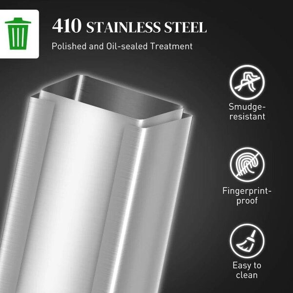 20L Kitchen Pedal Bin, Slim Stainless Steel Rubbish Bin, Removable Inner Bucket, Soft-Close and Stay-Open Lid, Silver Tone