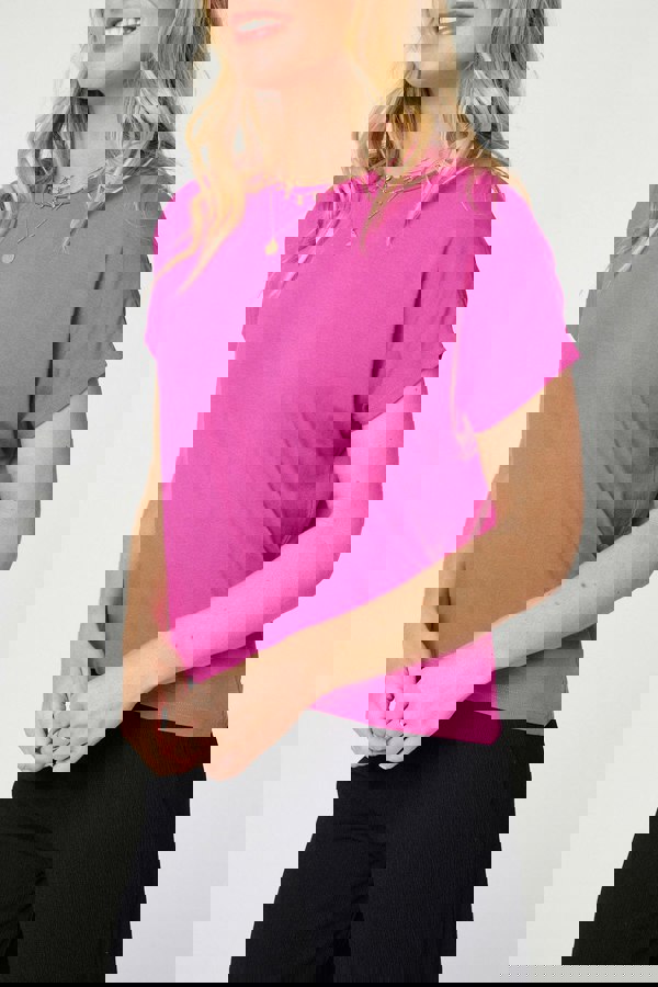 Purple | Plain Short Sleeve Boxy T-Shirt