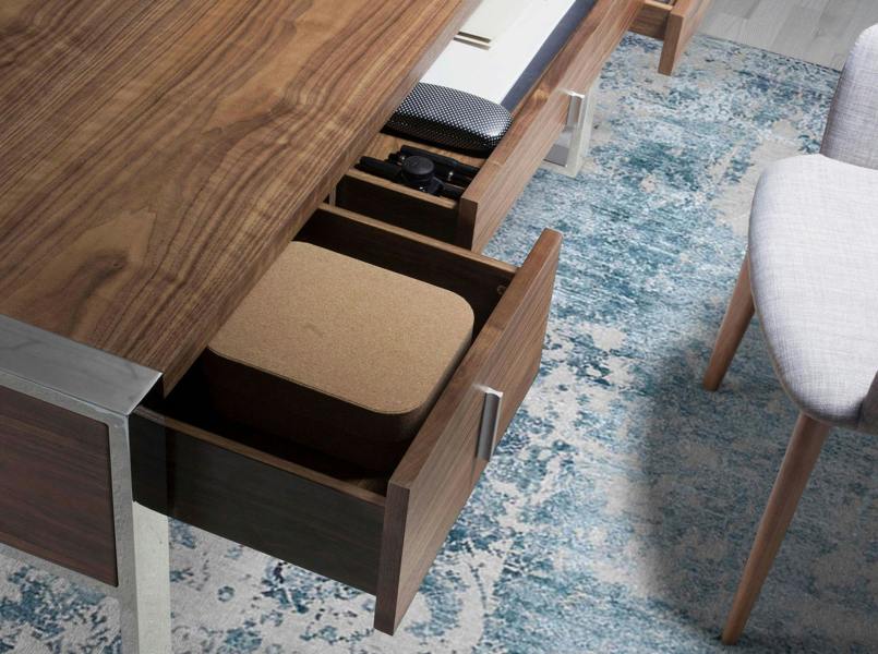 Angel Cerdá Walnut and chrome-plated steel desk 3135