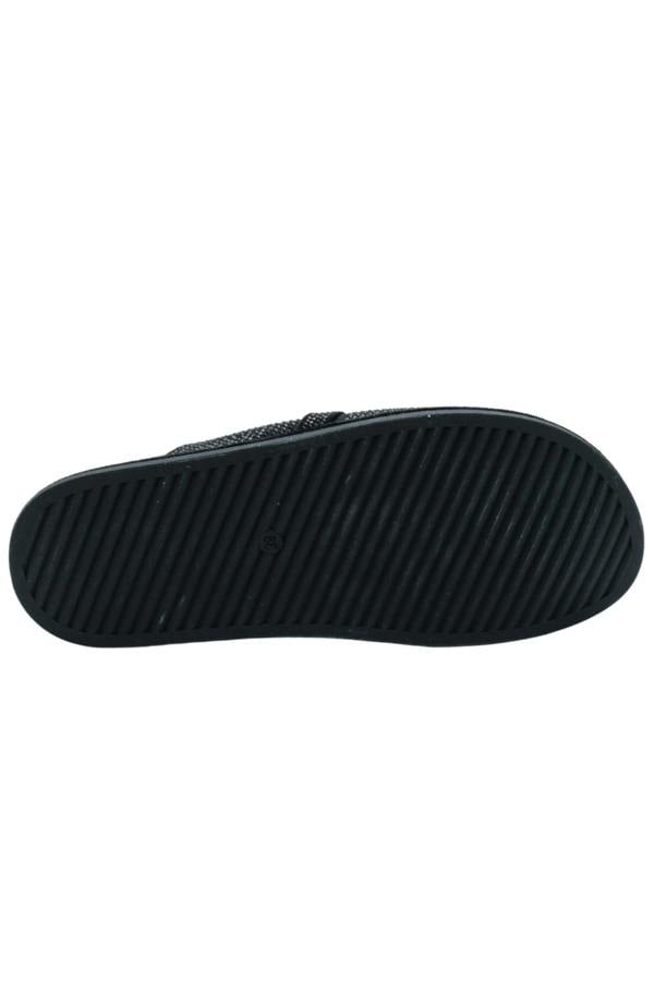 Crystal Imperial Suede Slip On Clog Mules Black, featuring soft faux suede upper with sparkling crystal finish