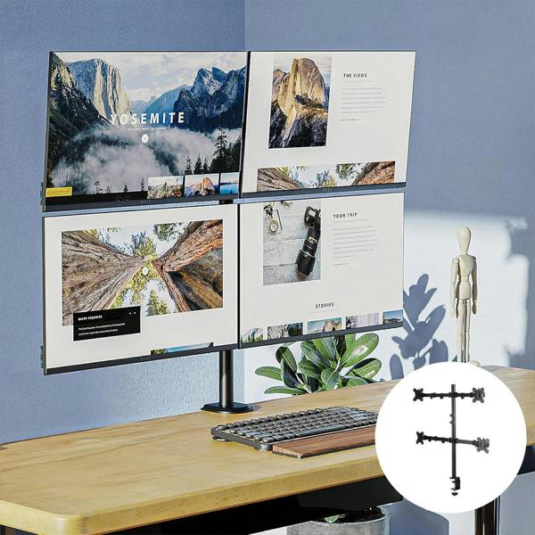 Havendro Carbon Steel Quad Monitor Stand, Adjustable 4-Screen Mount for 14-28" Displays