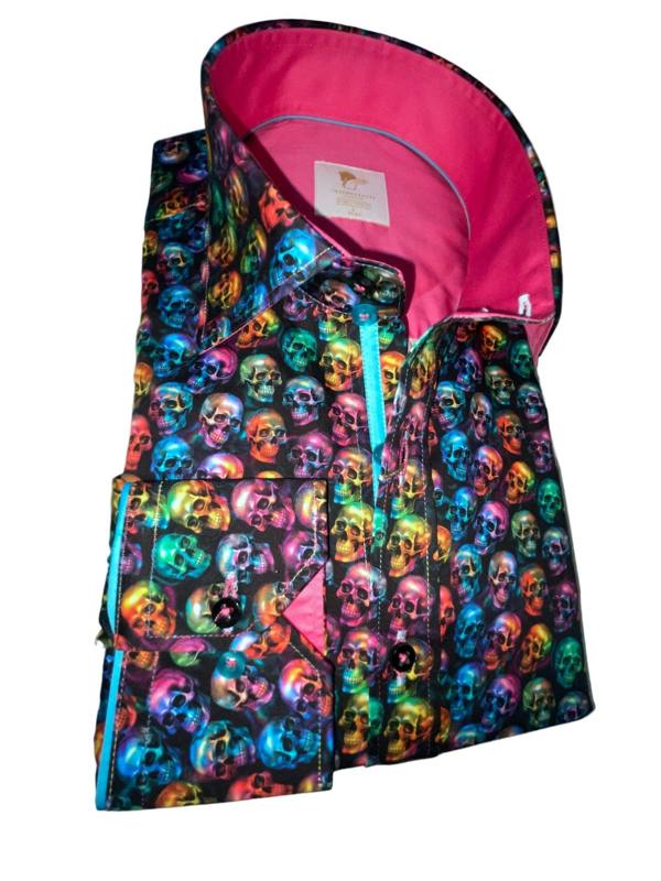 🎃 DAY OF THE DEAD NEON SKULLS PRINT SHIRT 🎃 - Claudio Lugli Shirts
