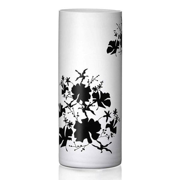 Diamante Monochrome Flowers Hand Painted Vase - 25cm