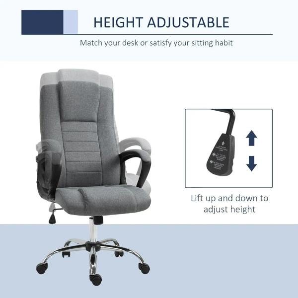 Dark grey swivel office chair with height-adjust lift mechanism view