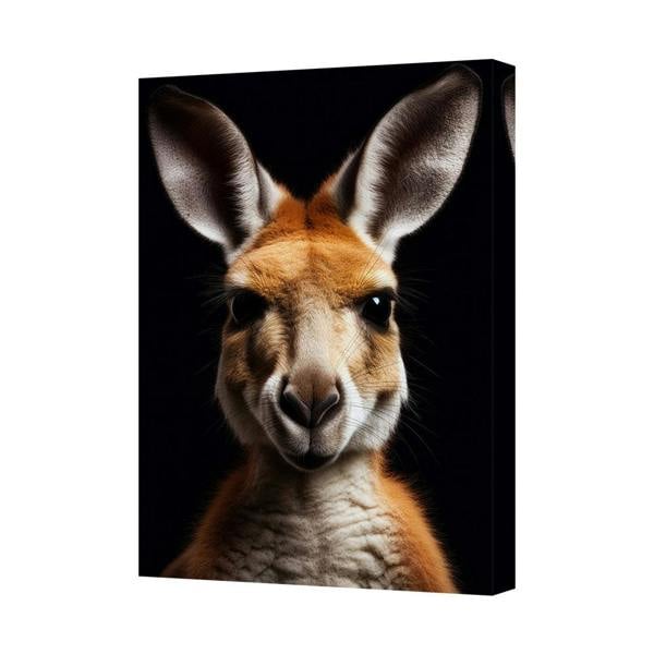 Benjamin Tate Design Canvas Print Kangaroo Portrait Wall Decor Black Background