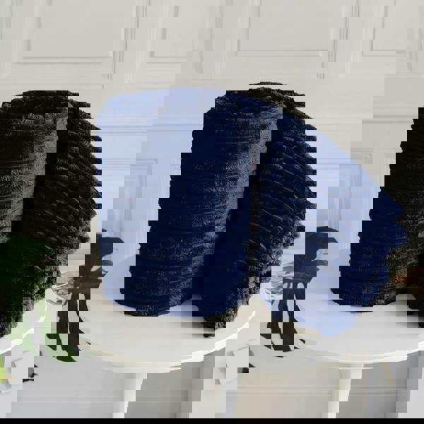 HomeSpace Direct Chunky Cord Navy Blanket/Throw