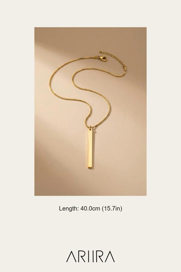 ARIIRA Devon Gold Tone Lariat Bar Pendant