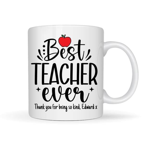 Personalised Best Teacher Ever Mug, Candle & Socks Gift Hamper | Teacher Gift