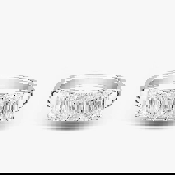 T. H. Baker 9ct White Gold Lab Grown 1.00ct Emerald Cut Diamond Half Eternity Ring LGR42025-100 (WG)