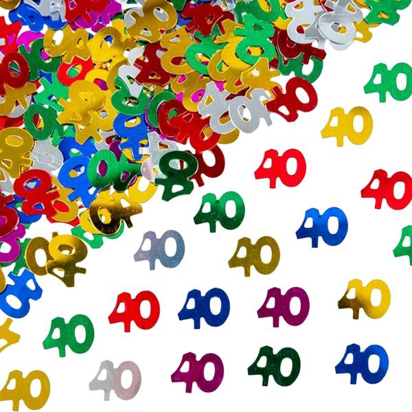 40th Birthday Multicolour Foil Confetti Pack | 1, 2 or 4 Packs for Party Tables image 2