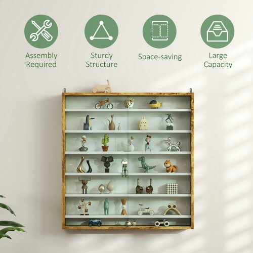 Wyld Haus Yovere Wood And Glass Brown 6 Tier Display Cabinet With Glass Doors