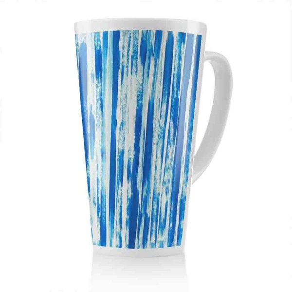 Benjamin Tate Design Blue Paint Strokes Latte Mug