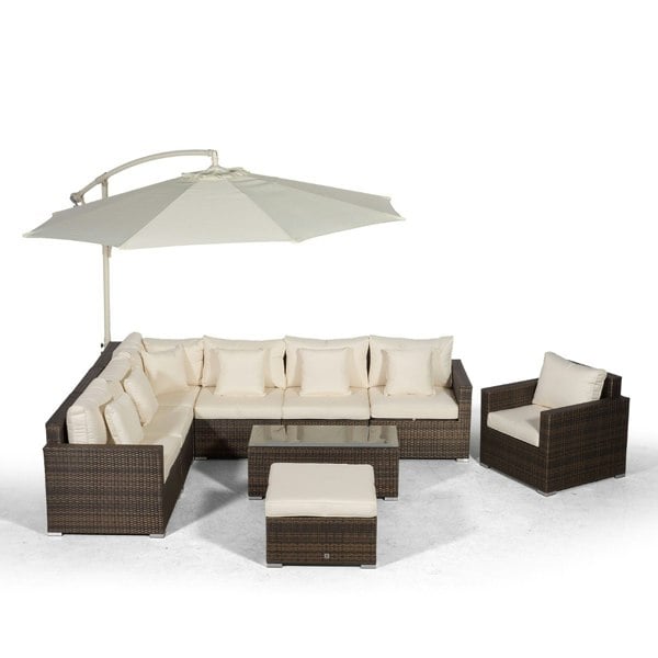 Giardino Havana 7 Seat Rattan Sofa Set w/ Coffee Table, Armchair and Ottoman