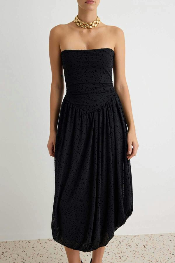 Strapless Balloon Hem Mini Dress