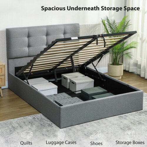 Wyld Haus Sutto 4FT6 Double Ottoman Bed with Gas Lift Storage Grey