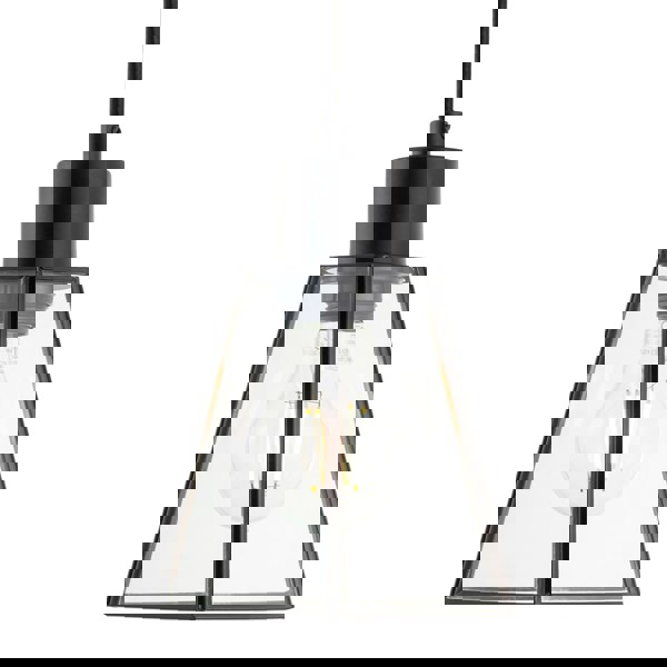 Industrial Lantern Pendant Lamp Shade in Matte Black with Clear Glass Image 5