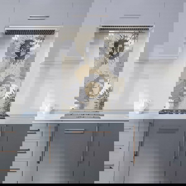 Warren Reed - Designer Grey Black Abstract Moon and Sun Kitchen Splashback