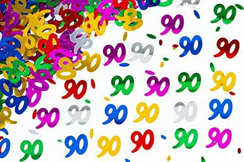 90th Birthday Multicolour Metallic Foil Confetti Table Decoration Set, Available in 1, 2 or 4 Packs image 3