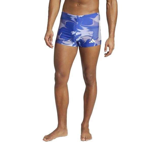 Adidas Mens Graphic Print Snug Fit Swimming Trunks - Lucid Blue - 